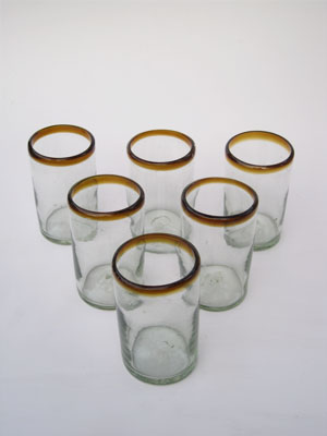 MEXICAN GLASSWARE / 'Amber Rim' drinking glasses (set of 6)